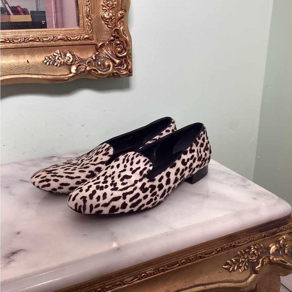 Saint Laurent Calf Hair Cheetah Print Loafers Size 35